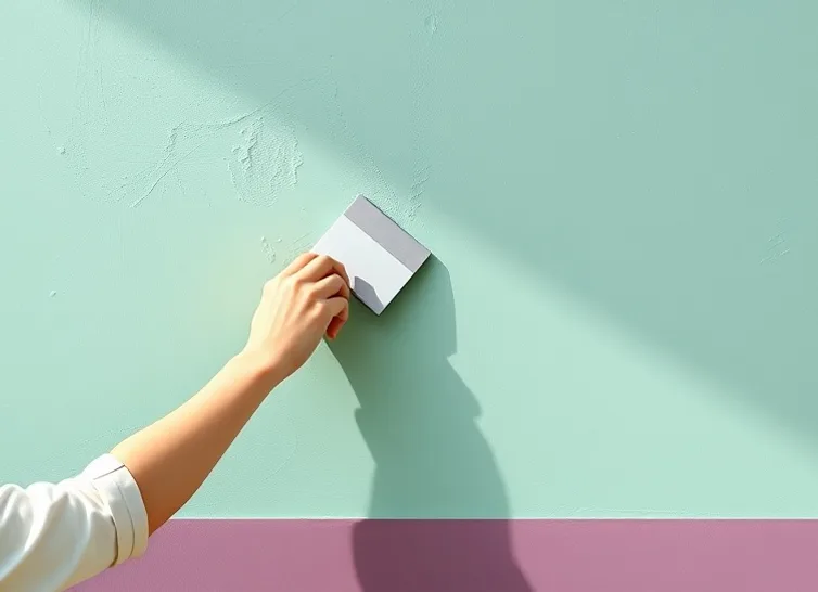 Application d'un enduit décoratif à la lisseuse sur un mur
